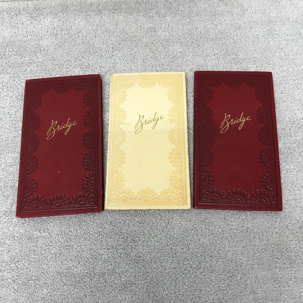 Vintage Contract Bridge Score Pad 198 Red & Cream Book Lot of 3